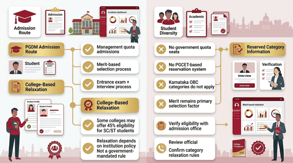 reserved category eligibility and admission rules for PGDM colleges in Bangalore