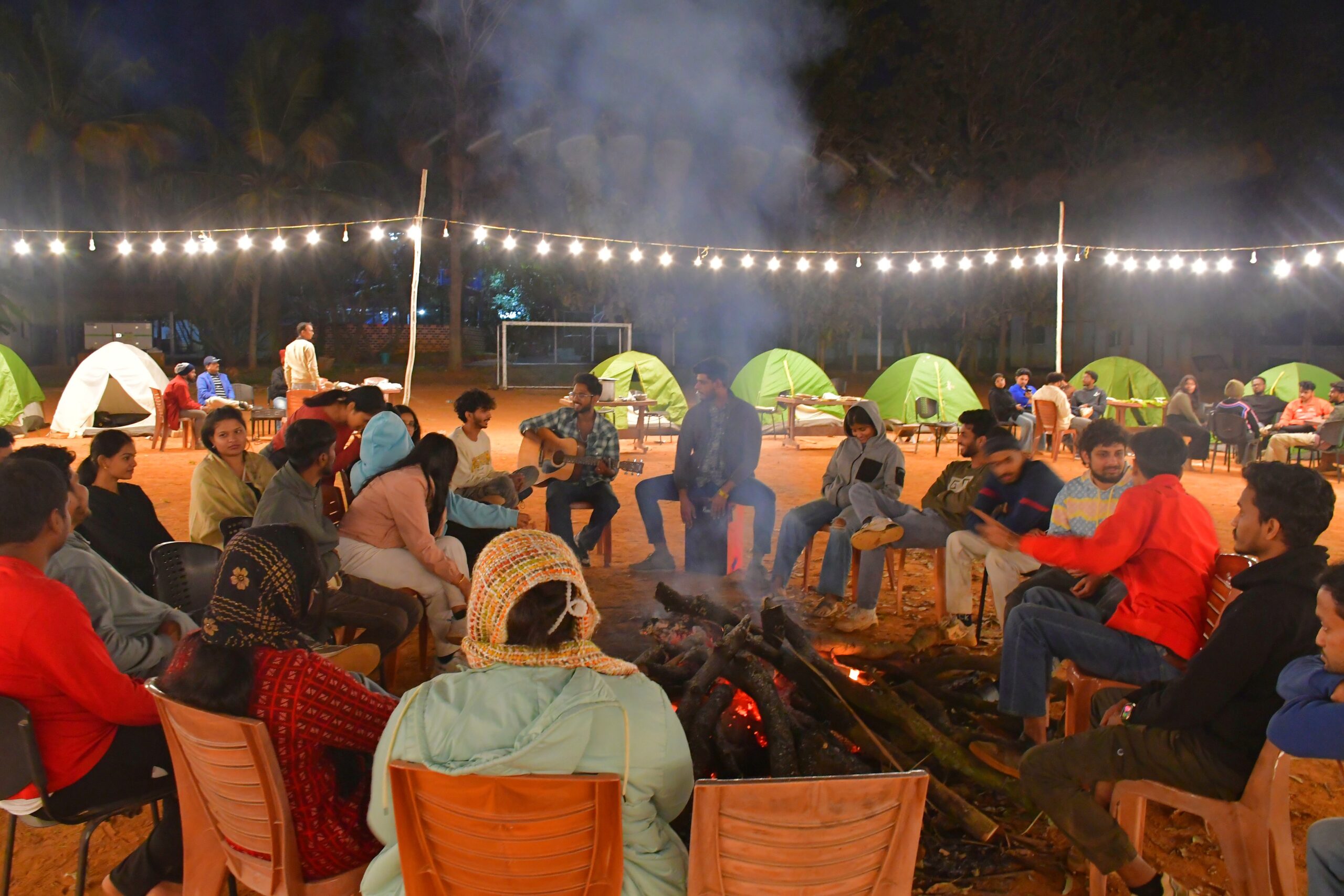 A campfire at the end of the day